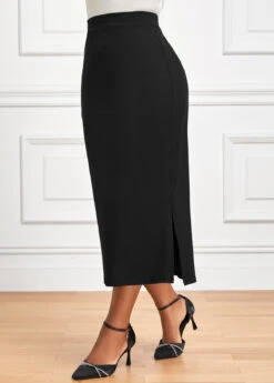 Black Side Split Elastic Waist Bodycon Skirt -Modlily Shop 341513 P 16956035137843