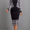 Black Geometric Print Long Sleeve Round Neck Dress 2 Black Geometric Print Long Sleeve Round Neck Dress -Modlily Shop 341869 P 16974524533440