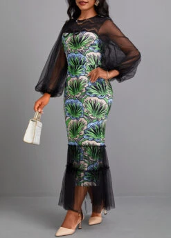 Black Plants Print Mermaid Maxi Bodycon Dress 11 Black Plants Print Mermaid Maxi Bodycon Dress -Modlily Shop 341918 P 16975973137473