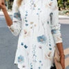 White Asymmetry Floral Print Long Sleeve T Shirt -Modlily Shop 341964 P 16952997464810
