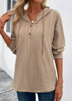 Light Camel Button Long Sleeve Halter Hoodie 12 Light Camel Button Long Sleeve Halter Hoodie -Modlily Shop 341965 P 16952993891704