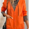 Orange Fake 2in1 Striped Long Sleeve Hoodie -Modlily Shop 342308 P 16989206557940