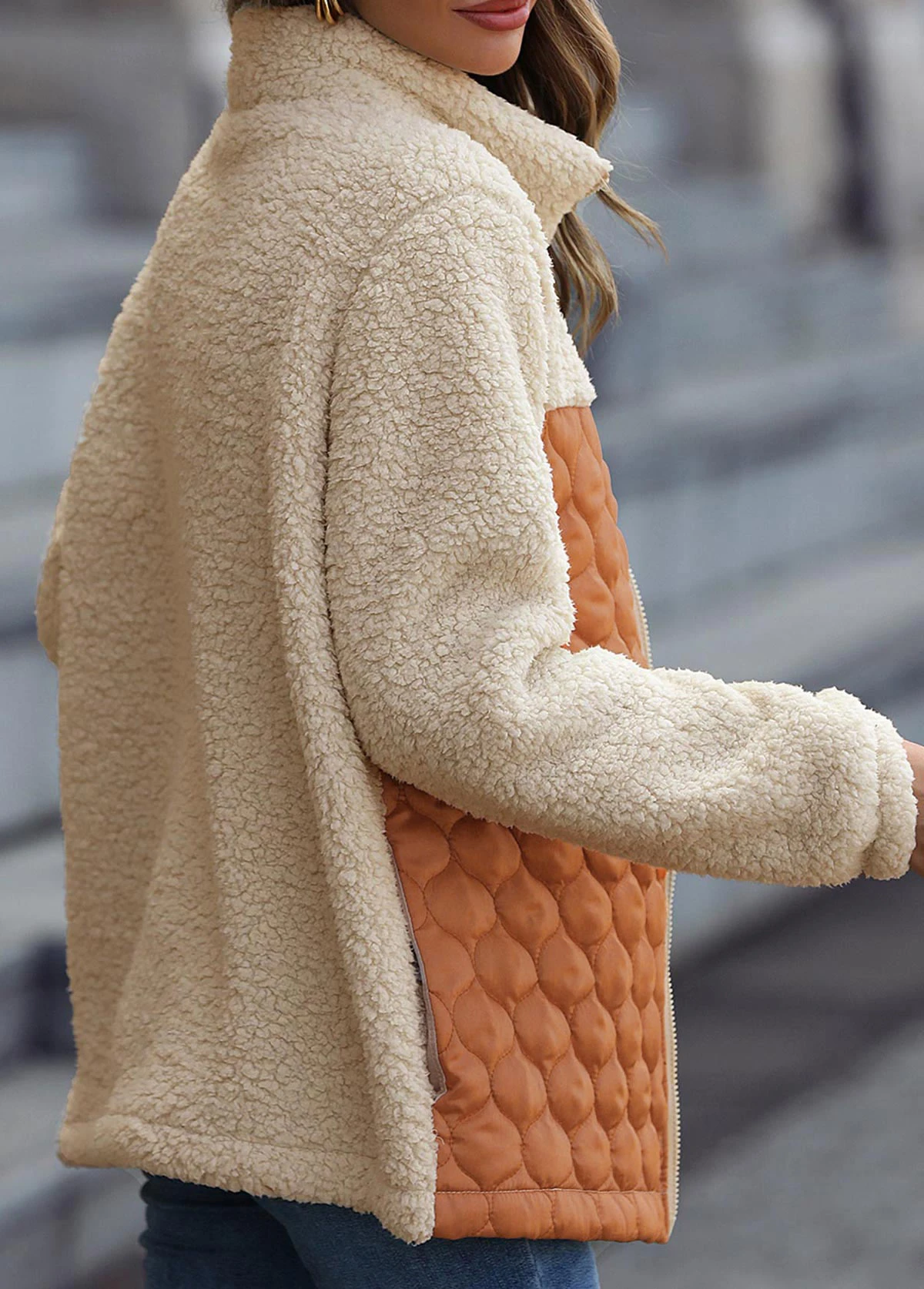 Orange Pocket Long Sleeve Turn Down Collar Coat 4 Orange Pocket Long Sleeve Turn Down Collar Coat - Image 2