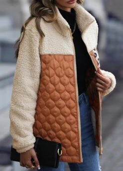 Orange Pocket Long Sleeve Turn Down Collar Coat 7 Orange Pocket Long Sleeve Turn Down Collar Coat -Modlily Shop 342353 P 1697013809164