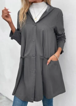 Dark Grey Pocket Long Sleeve Hooded Coat 11 Dark Grey Pocket Long Sleeve Hooded Coat -Modlily Shop 342475 P 16971048308713