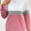 Pink Patchwork Long Sleeve Round Neck Sweatshirt