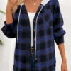 Blue Patchwork Plaid Long Sleeve Hooded Coat 1 Blue Patchwork Plaid Long Sleeve Hooded Coat -Modlily Shop 342519 P 16950360390530