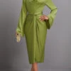 Avocado Green Two Piece Long Sleeve Top And Bodycon Skirt -Modlily Shop 342939 P 16974523601803