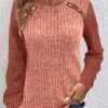 Dusty Pink Ruched Long Sleeve Round Neck Sweatshirt -Modlily Shop 343157 P 1695200154046