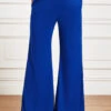Blue Pocket Flare Leg Elastic Waist High Waisted Pants -Modlily Shop 343159 P 16974522841520