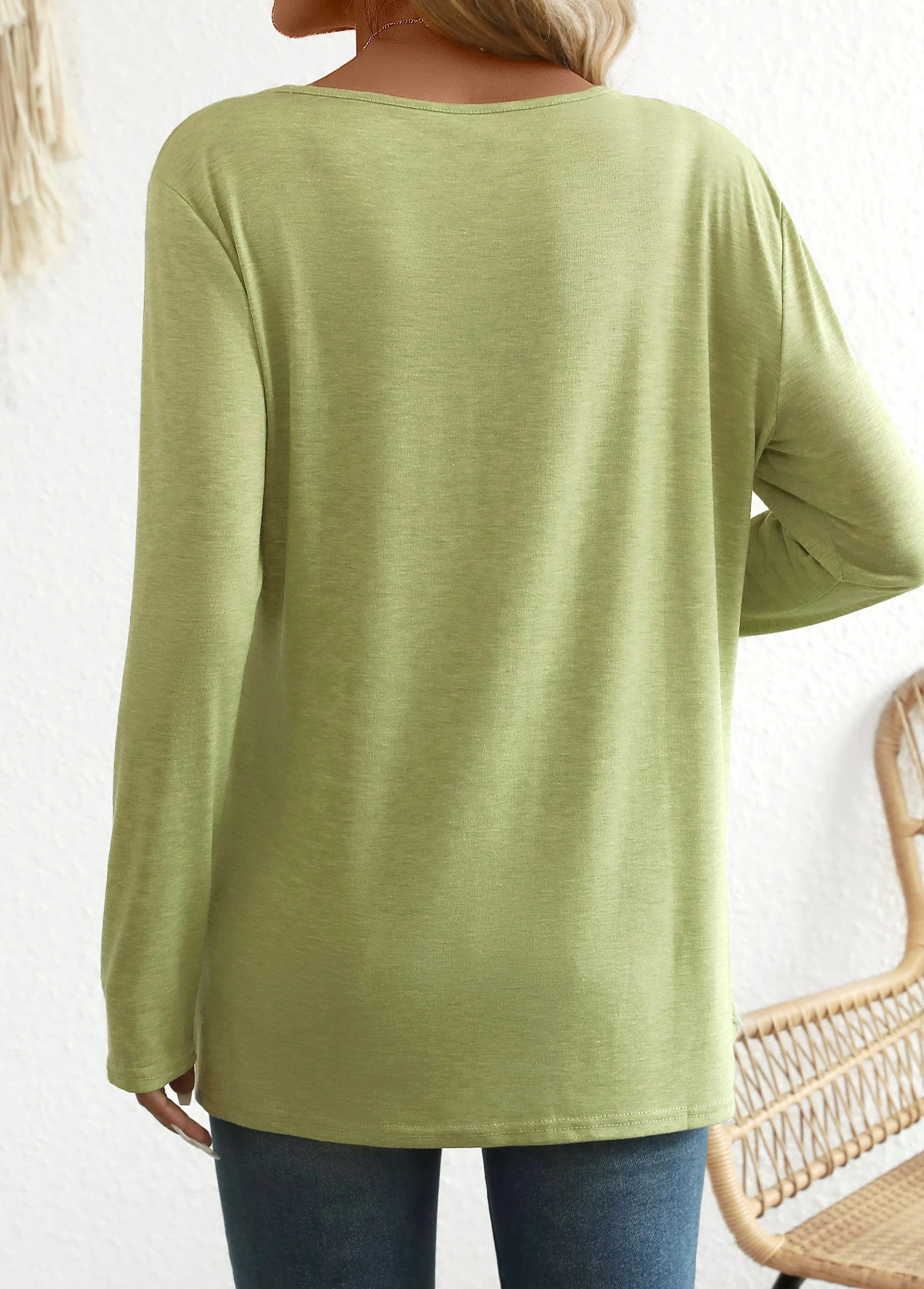 Avocado Green Split Heart Print Long Sleeve T Shirt 4 Avocado Green Split Heart Print Long Sleeve T Shirt - Image 2