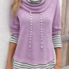 Light Purple Patchwork Striped Long Sleeve Cowl Neck Sweatshirt 1 Light Purple Patchwork Striped Long Sleeve Cowl Neck Sweatshirt -Modlily Shop 343656 P 16958087617160