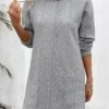 Grey Jacquard Long Sleeve Drawstring Hoodie