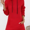 Red Pocket Long Sleeve Drawstring Hoodie -Modlily Shop 343766 P 16980565978440
