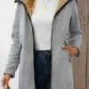 Grey Pocket Long Sleeve Hooded Coat -Modlily Shop 343767 P 16981476086820