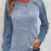 Dusty Blue Patchwork Long Sleeve Round Neck Sweatshirt 1 Dusty Blue Patchwork Long Sleeve Round Neck Sweatshirt -Modlily Shop 344266 P 1697188055342