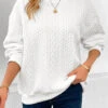 White Patchwork Long Sleeve Round Neck Sweatshirt 2 White Patchwork Long Sleeve Round Neck Sweatshirt -Modlily Shop 344815 P 16992691661520