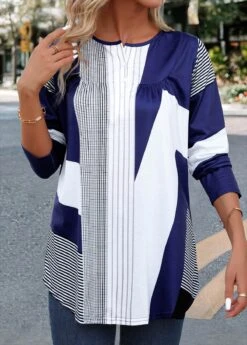 Multi Color Button Striped Long Sleeve T Shirt 10 Multi Color Button Striped Long Sleeve T Shirt -Modlily Shop 344819 P 16987494184443