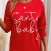 Red Letter Print Long Sleeve Round Neck Sweatshirt