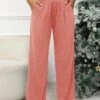 Dusty Pink Pocket Elastic Waist High Waisted Pants -Modlily Shop 345219 P 16982337433090